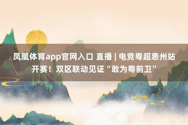 凤凰体育app官网入口 直播 | 电竞粤超惠州站开赛！双区联动见证“敢为粤前卫”