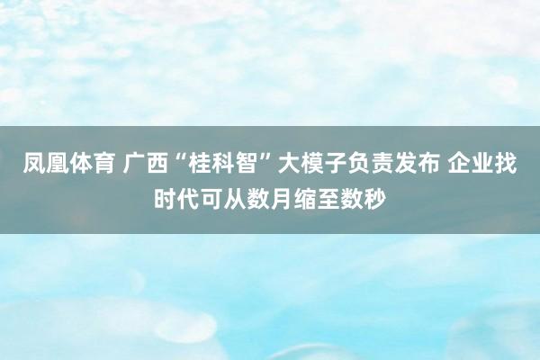 凤凰体育 广西“桂科智”大模子负责发布 企业找时代可从数月缩至数秒
