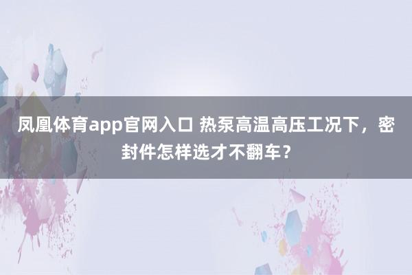 凤凰体育app官网入口 热泵高温高压工况下，密封件怎样选才不翻车？