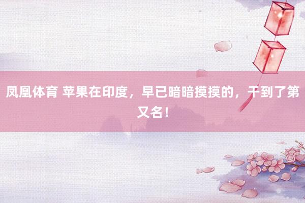 凤凰体育 苹果在印度，早已暗暗摸摸的，干到了第又名！