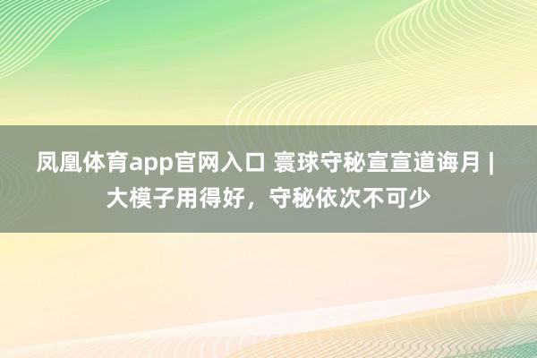 凤凰体育app官网入口 寰球守秘宣宣道诲月 | 大模子用得好，守秘依次不可少