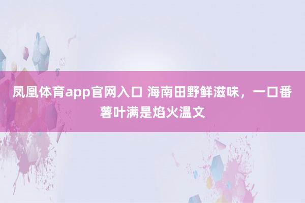 凤凰体育app官网入口 海南田野鲜滋味，一口番薯叶满是焰火温文