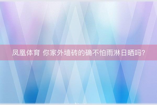 凤凰体育 你家外墙砖的确不怕雨淋日晒吗？