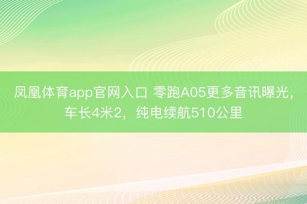 凤凰体育app官网入口 零跑A05更多音讯曝光，车长4米2，纯电续航510公里